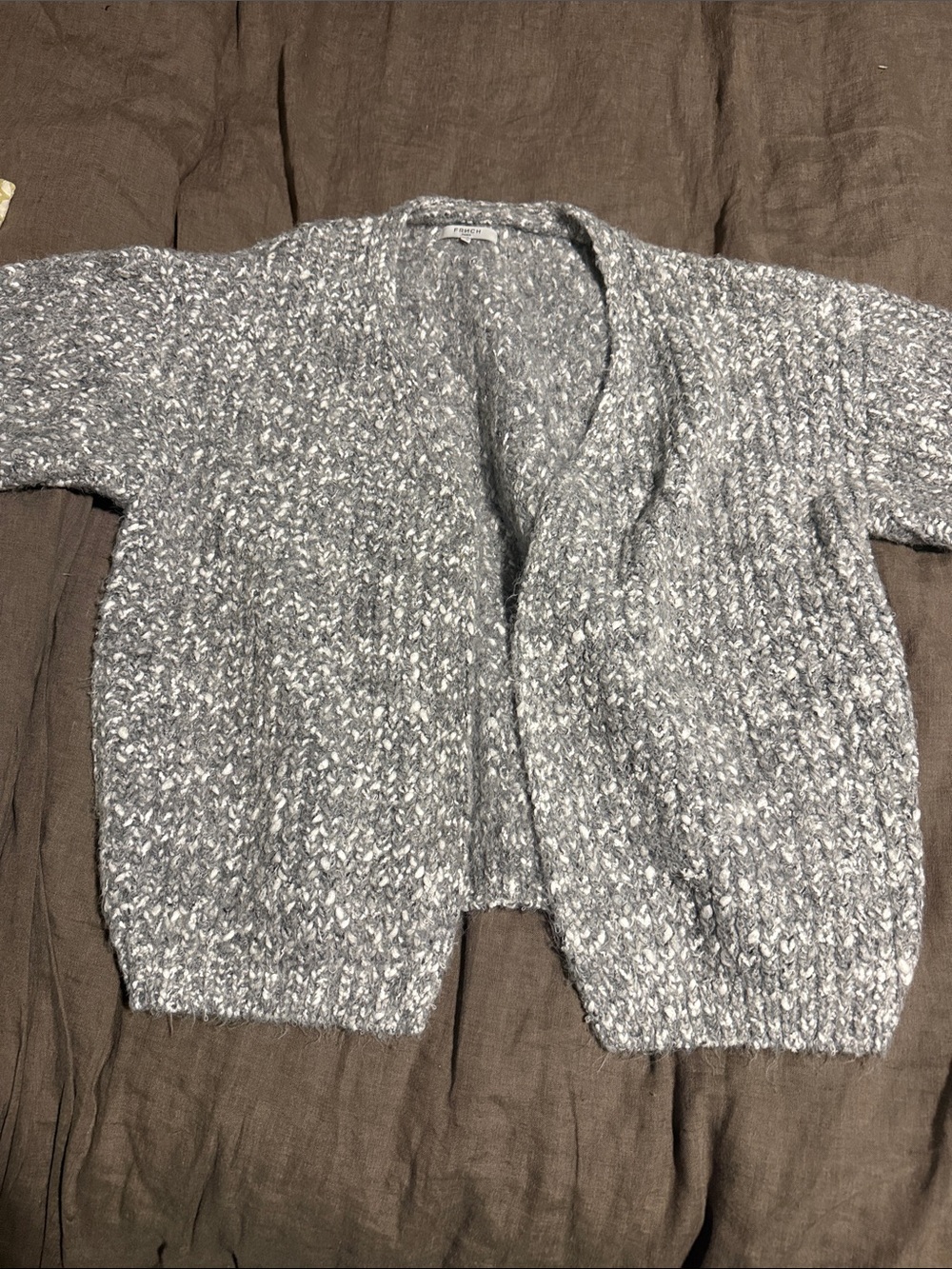 FRNCH Heathered Gray Open-Front Knit Cardigan
